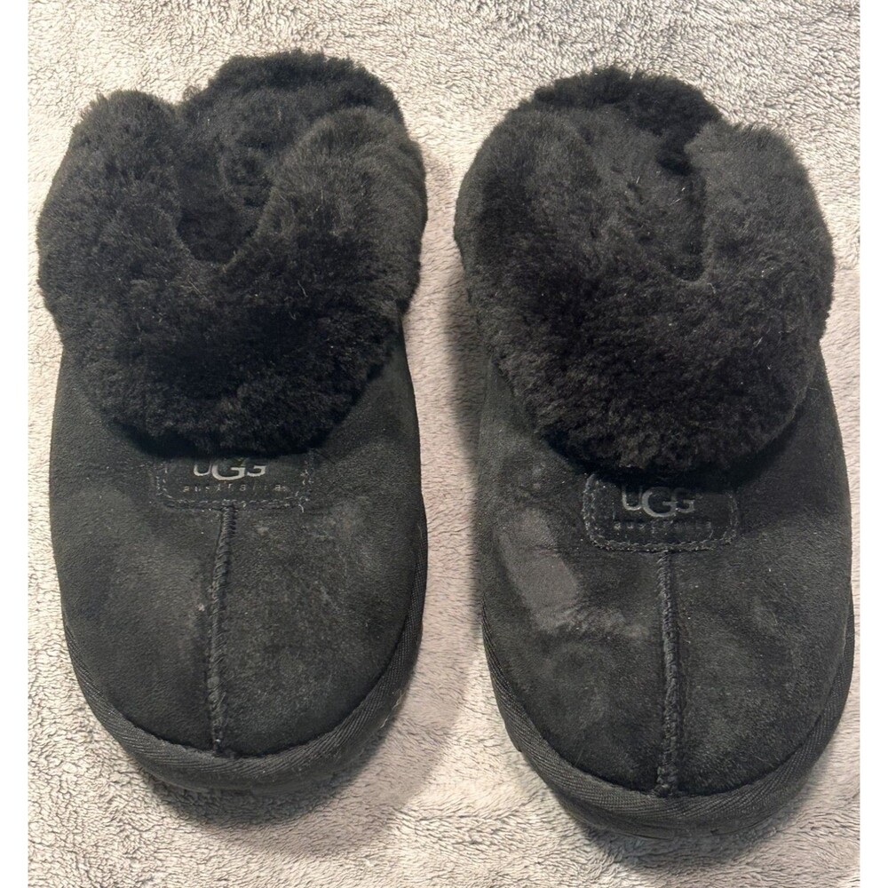 UGG 8 Coquette Slippers Sheepskin Collar Suede Upper